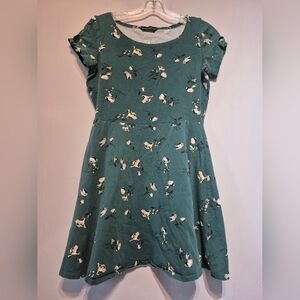 Dorothy Perkins Teal Floral Fit-and-Flare Dress